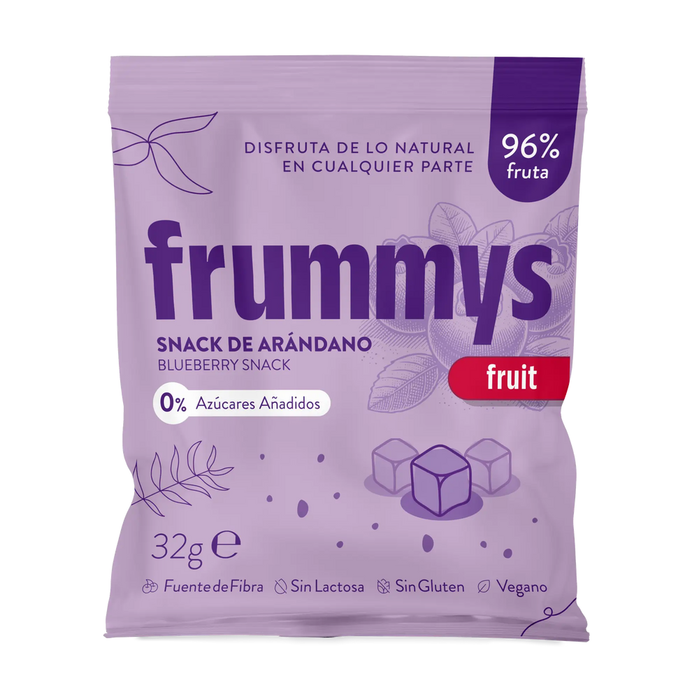 Bolsa de snack de arándano Frummys, 96% fruta real sin azúcares añadidos