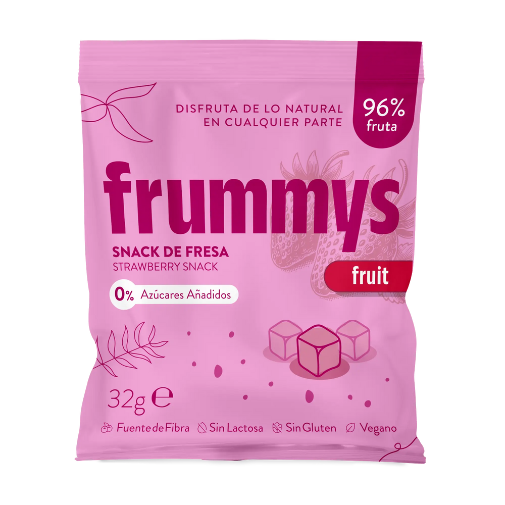 Bolsa de snack de fresa Frummys, 96% fruta real sin azúcares añadidos