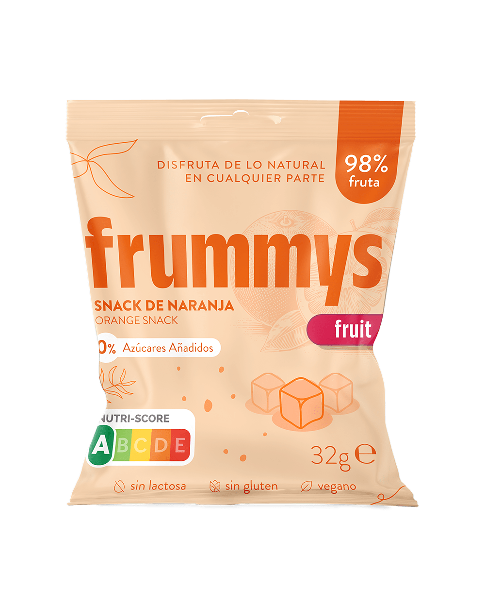 Gominolas naturales de naranja sin azúcar ni aditivos, marca Frummys.